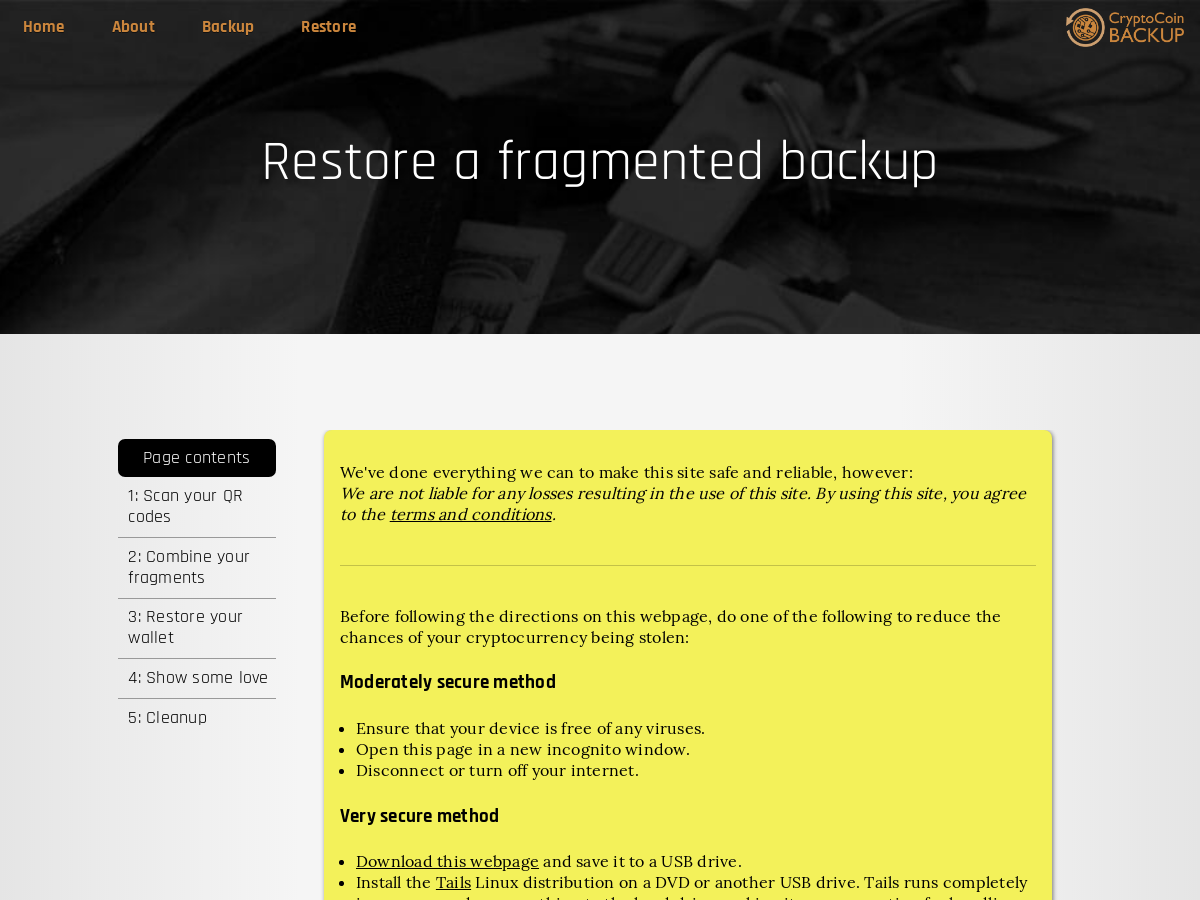 Restore Fragmented Backup Cryptocoinbackup A Copy Of The Page At Cryptocoinbackup Com Restore Frag Plunker