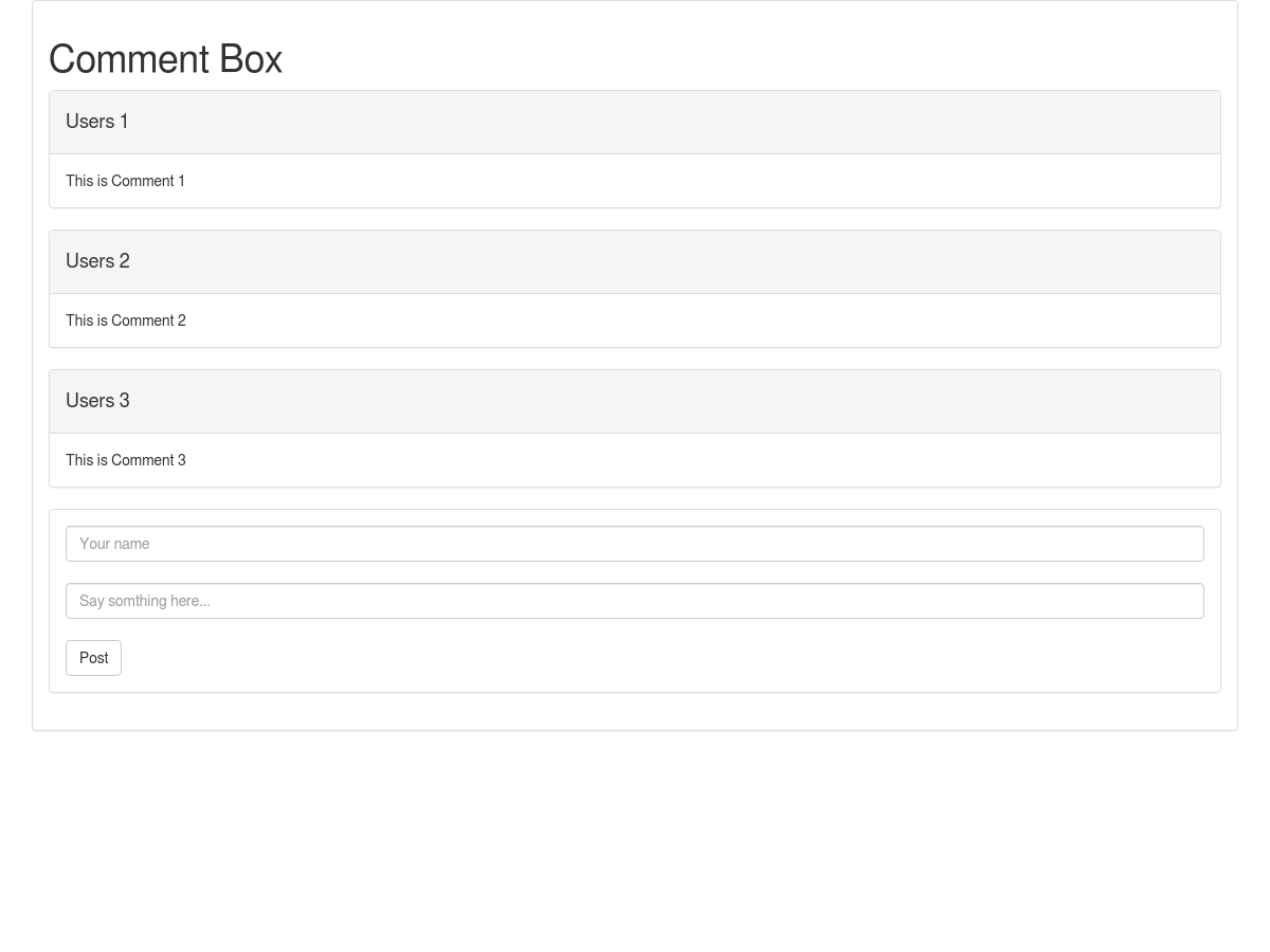 React Comment Box Using Bootstrap Es6 Es2105 Plunker